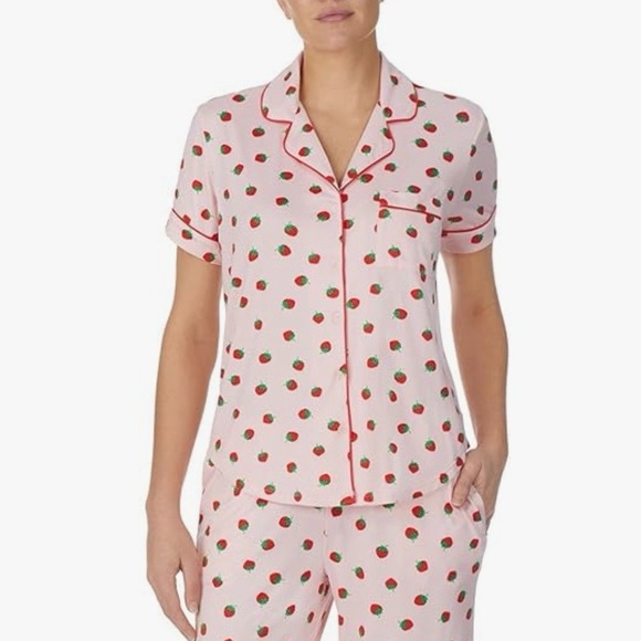 New Kate Spade Sleepwear Short-Sleeve Modal Jersey Notch Collar Boxer PJ Set - Picture 8 of 9